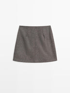 Alpaca and felt texture blend melange short skirt