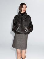 Alpaca and felt texture blend melange short skirt