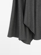 Flared wool blend midi skirt with pleat
