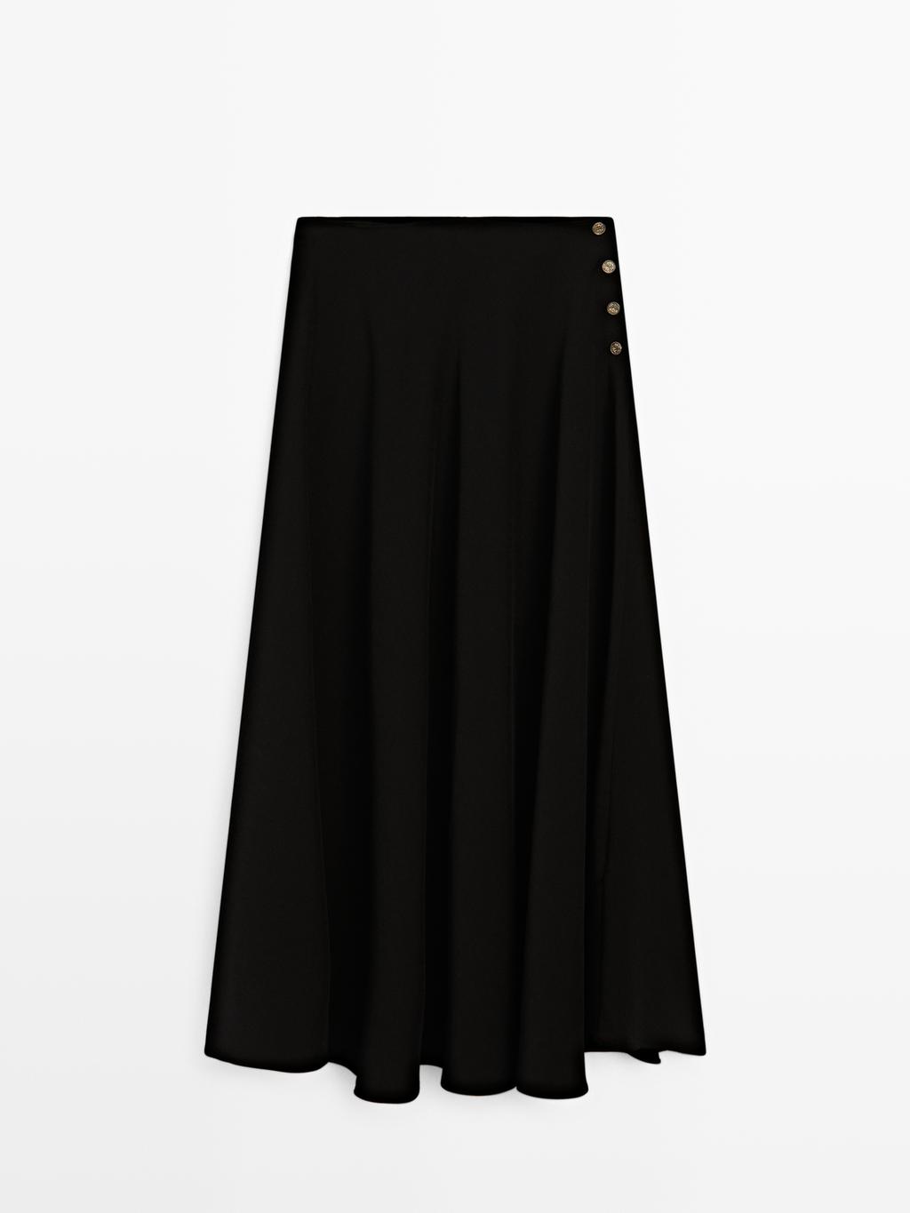 Long flared skirt with button details