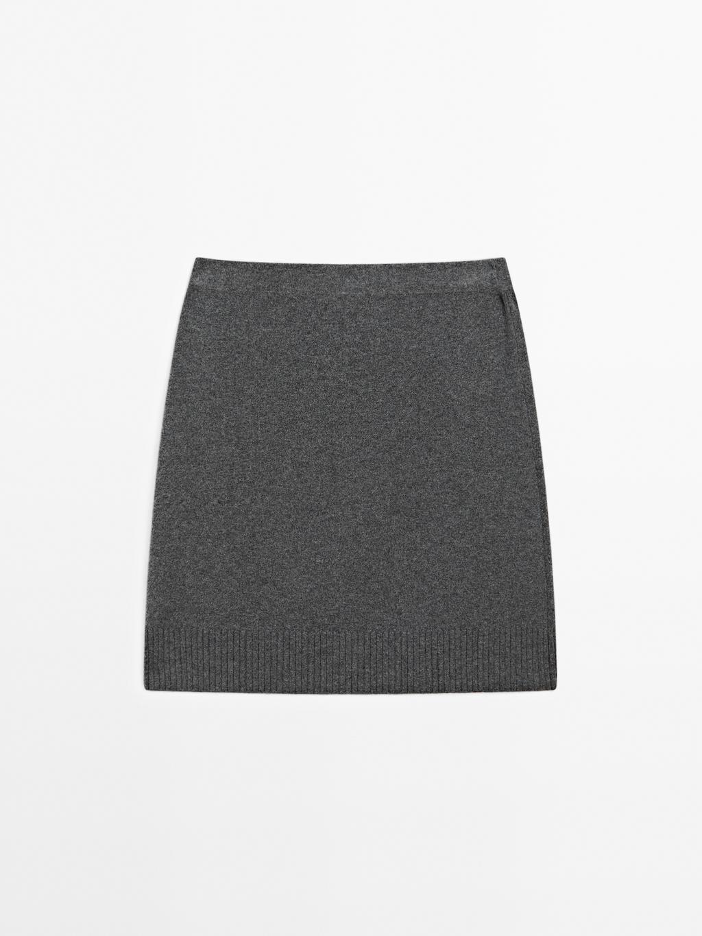Wool blend mini skirt