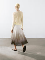 Ombre print box pleat midi skirt