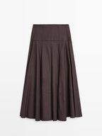 Wool blend midi skirt with yoke