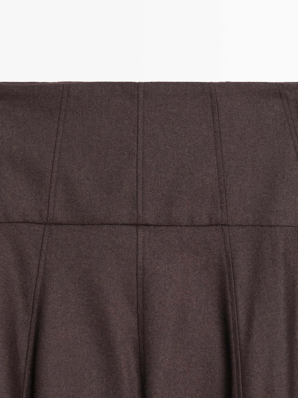 Wool blend midi skirt with yoke