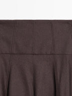 Wool blend midi skirt with yoke