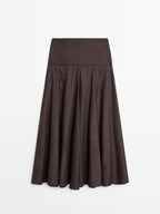 Wool blend midi skirt with yoke