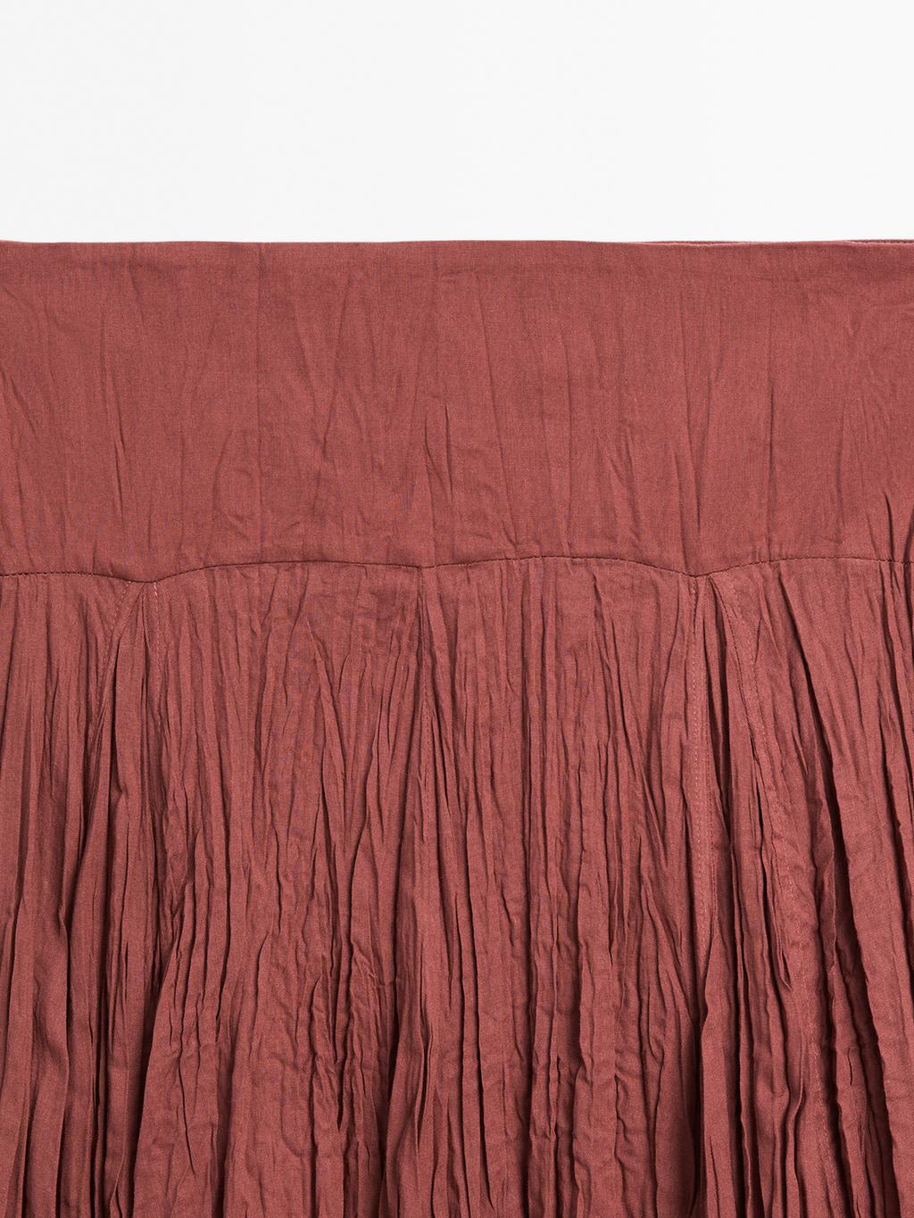 Long 100% cotton pleated skirt