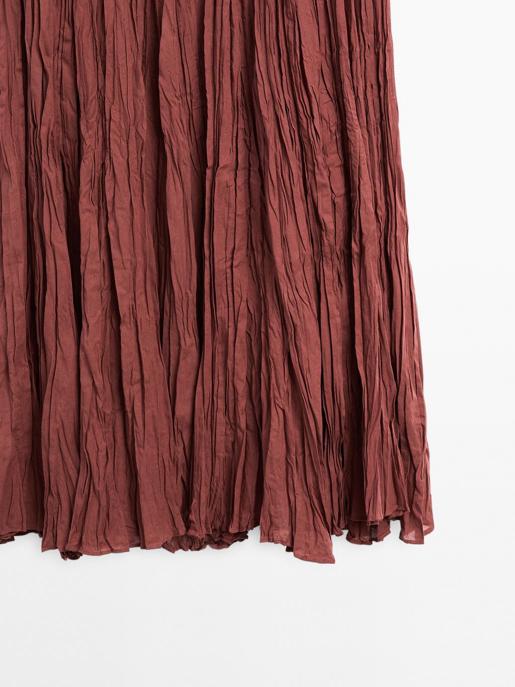 Long 100% cotton pleated skirt