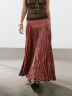 Long 100% cotton pleated skirt