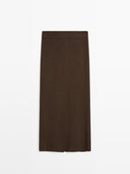 Double-faced midi skirt