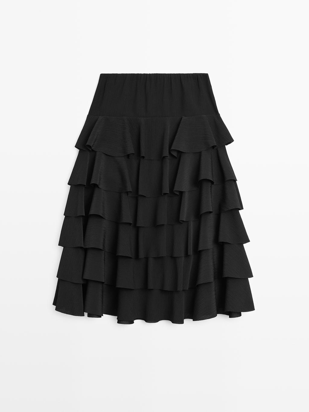 Ruffled midi skirt