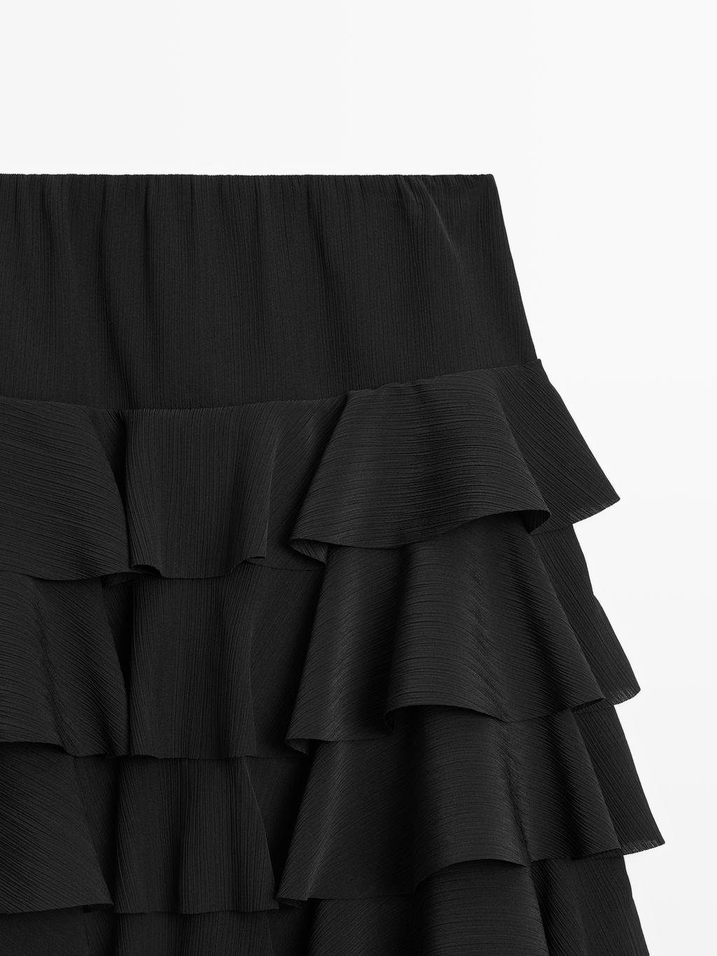 Ruffled midi skirt