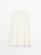 Midi skirt with yoke and flounce