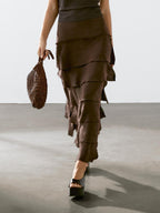 Midi skirt with ruffle detail