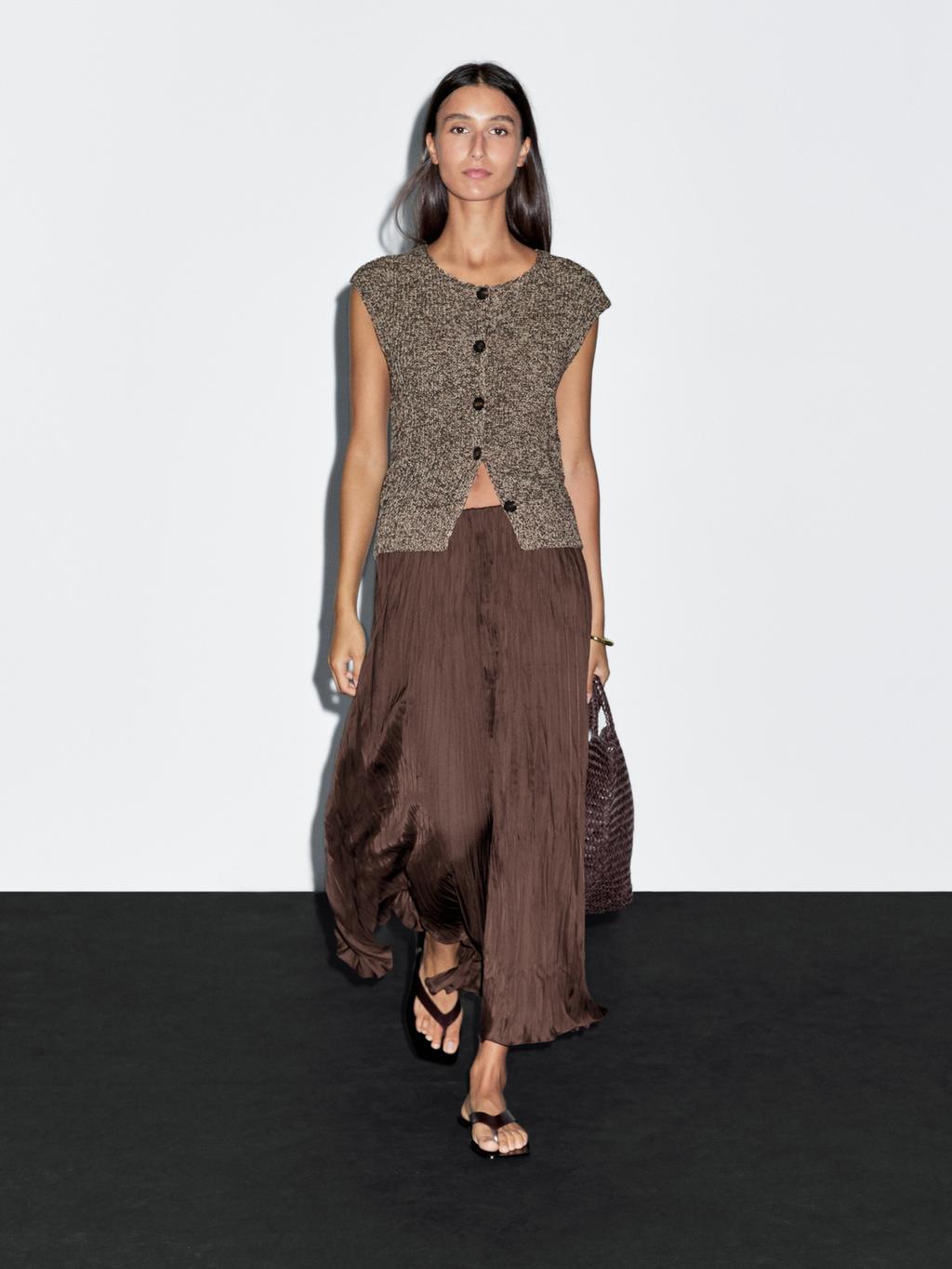 Long flowing pleated skirt