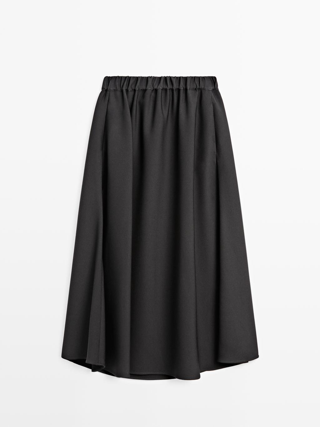 Flared midi skirt with elasticated waistband