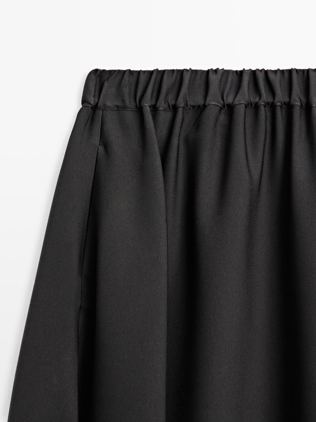 Flared midi skirt with elasticated waistband