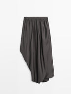 Draped 100% silk midi skirt - LIMITED