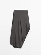 Draped 100% silk midi skirt - LIMITED