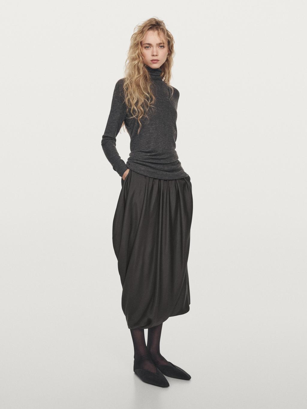 Draped 100% silk midi skirt - LIMITED