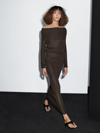 Long ribbed knit skirt