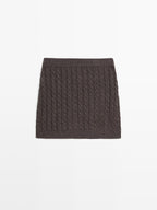 Knit skirt with cable-knit detailing