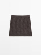 Knit skirt with cable-knit detailing
