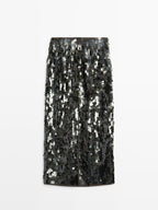 Midi skirt with sequins