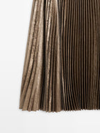 Pleated metallic-effect midi skirt