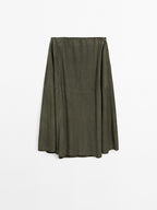 Suede leather skirt with gathered detail