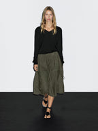 Suede leather skirt with gathered detail