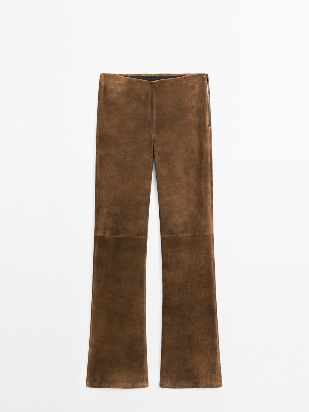 Flared suede leather trousers