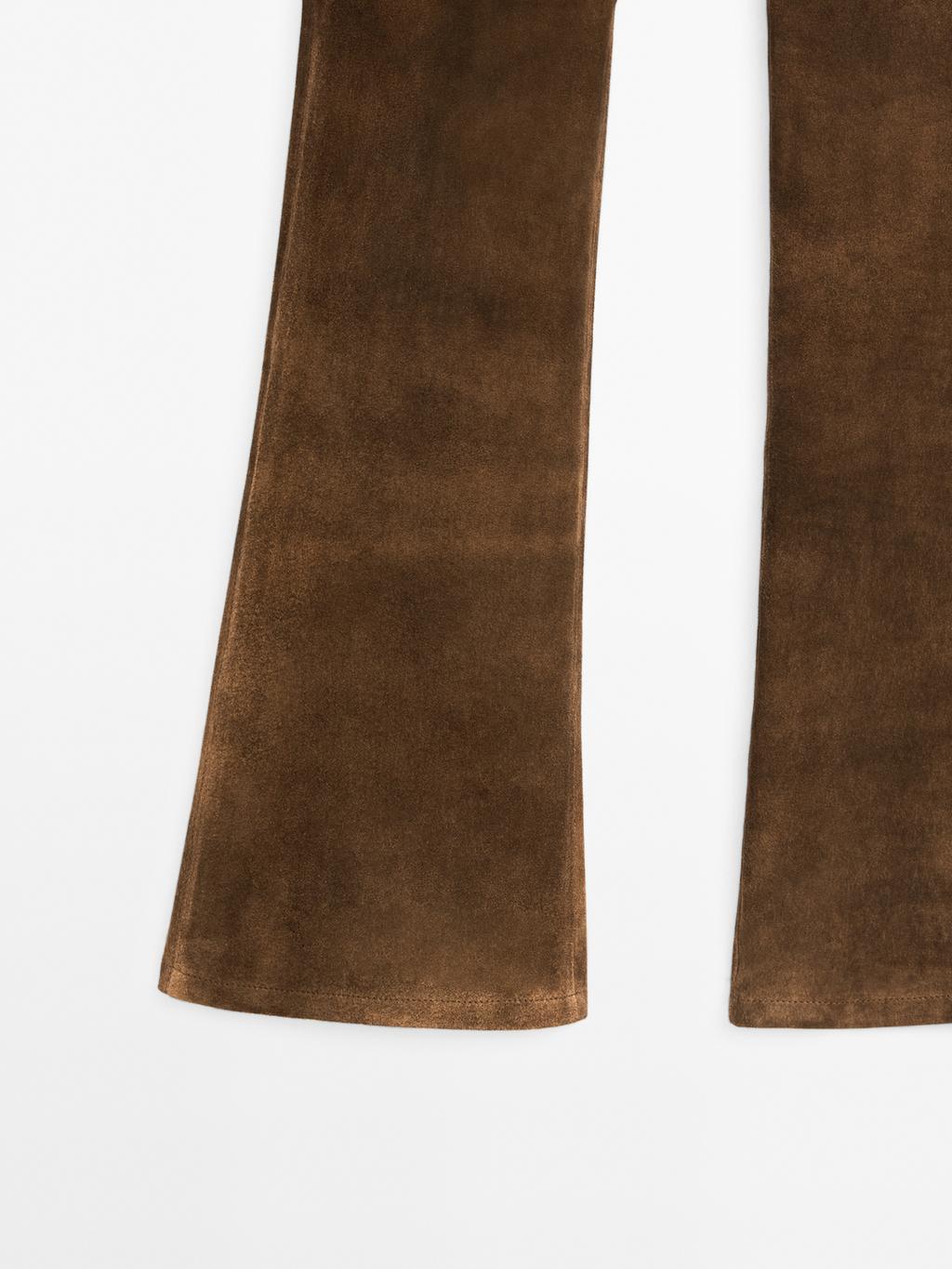 Flared suede leather trousers