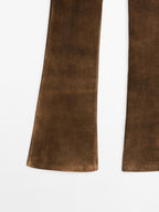 Flared suede leather trousers