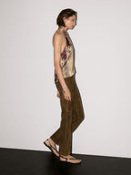 Flared suede leather trousers