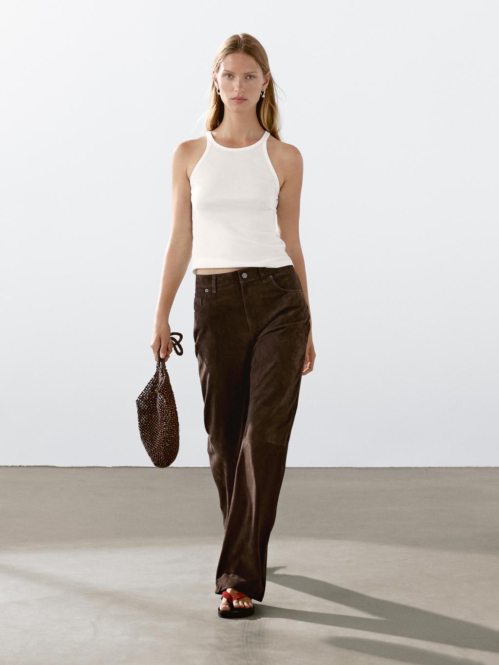 Suede leather trousers