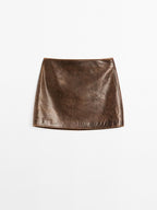 Nappa leather mini skirt