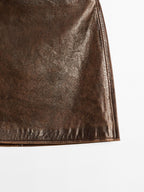 Nappa leather mini skirt