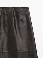 Nappa leather wraparound midi skirt
