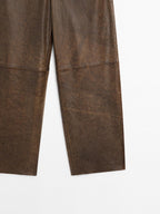 Distressed nappa leather trousers