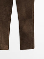 Goatskin leather trousers with suede finish