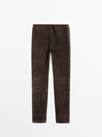 Suede leather leggings