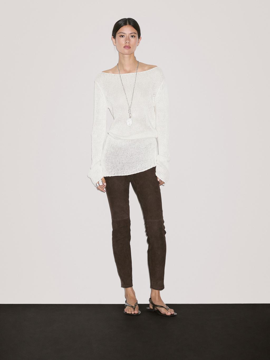 Suede leather leggings