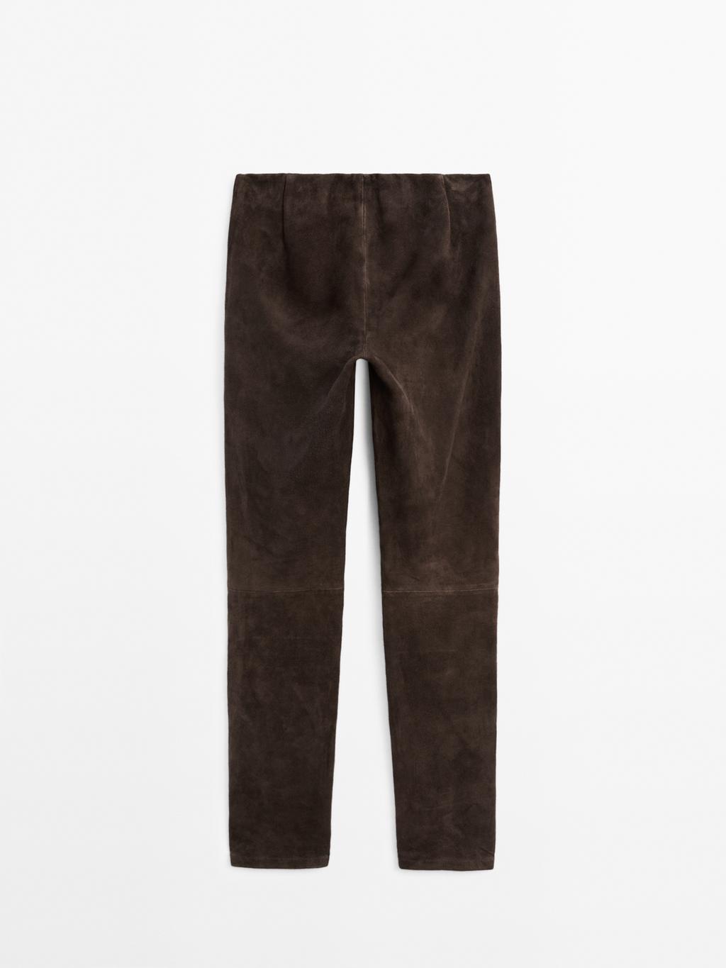 Suede leather leggings