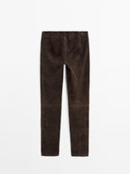 Suede leather leggings