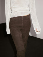 Suede leather leggings