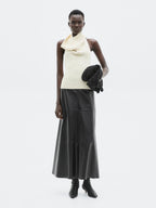 Long flared nappa leather skirt - LIMITED