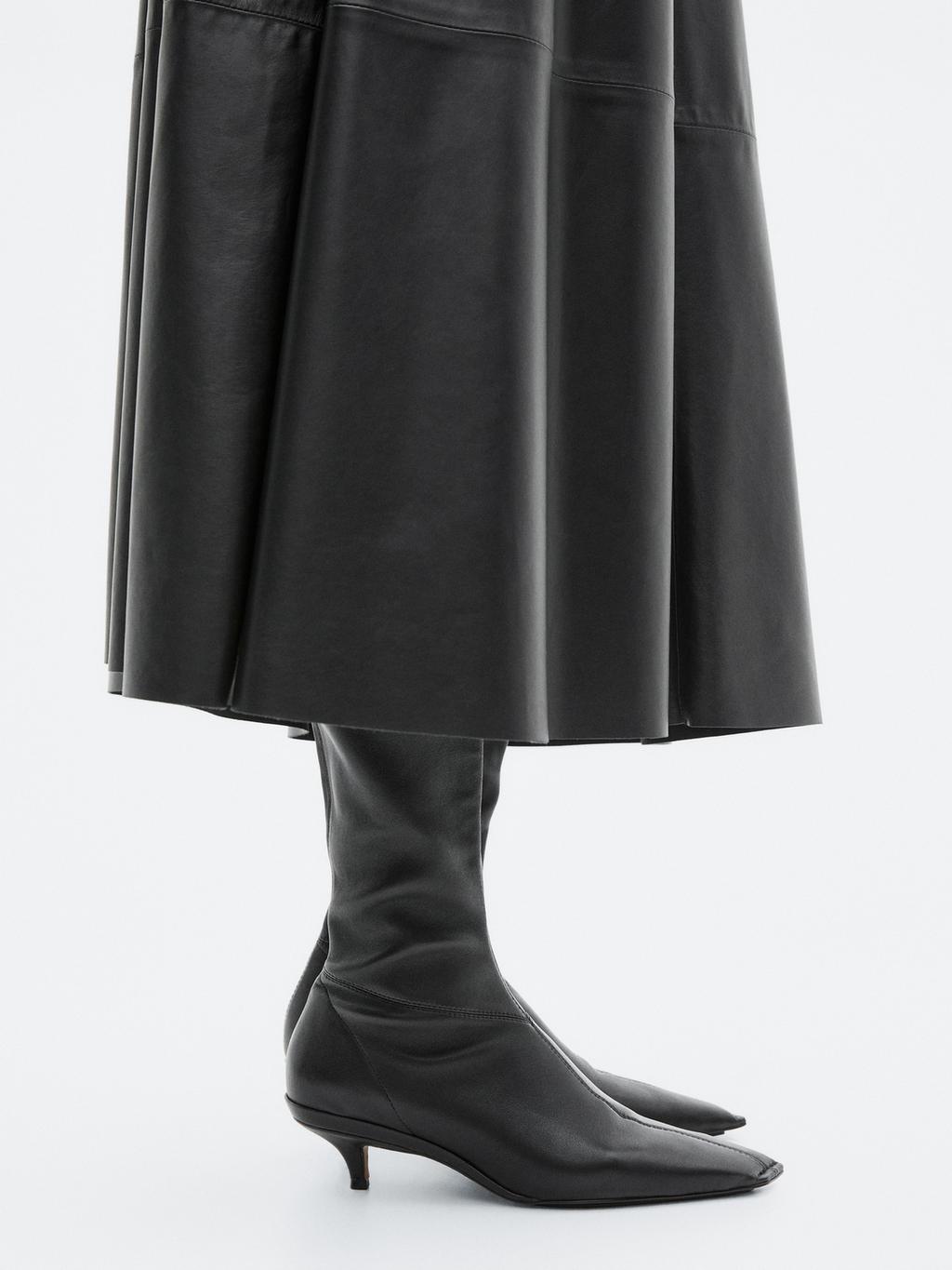 Long flared nappa leather skirt - LIMITED