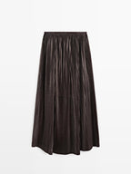 Long pleated nappa leather skirt - LIMITED