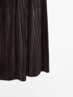 Long pleated nappa leather skirt - LIMITED